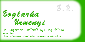 boglarka urmenyi business card